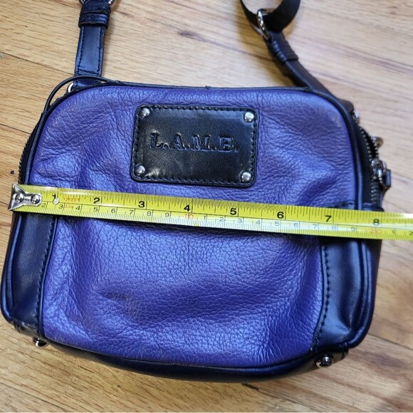 L.A.M.B. by Gwen Stefani Leather Crossbody Handbag Purple Flawed - Picture 8 of 16